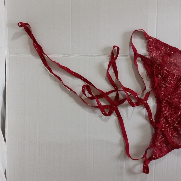 ADORE ME One-Piece Panty Strappy Body Neck Lingerie Burgundy/Gold Florals Sz L - Picture 6 of 7